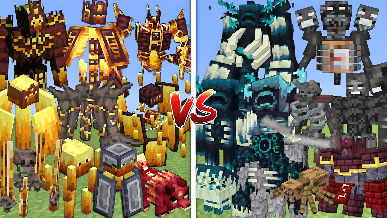 EPIC BATTLE: ALL BLAZES VS ALL WARDENS & WITHER SKELETONS MOBS BATTLE IN MINECRAFT