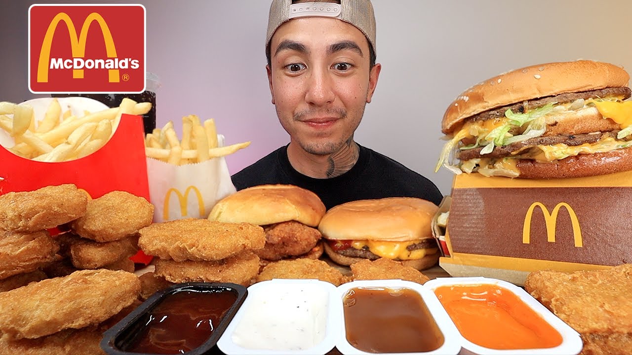 MUKBANG EATING MCDONALD'S BIG MAC, EXTRA CRISPY CHICKEN NUGGETS, SPICY CHICKEN BURGER ASMR