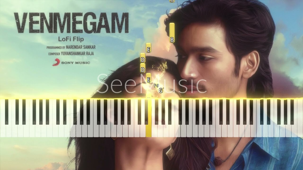 Venmegam pennaga | Piano notes | Dhanush | yuvan Shankar Raja | Nayanthara 