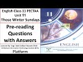 Unit 11 | Pre-Reading Questions with Answers | Those Winter Sundays | Class 11 English PECTAA 2026