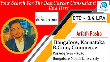 Congrats, Arfath Pasha | Selected in Concentrix | 3.4 LPA | B.Com, Passing 2021 | Bangalore