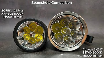 Beamshots Comparison - SOFIRN Q8 Plus XHP50B 5000K vs Convoy 3X21C SST40 5000K
