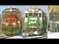 Classic winter trains along the mississippi river burlington northern soo line cnw gbw ccp