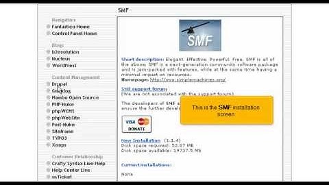 How to install SMF from Fantastico