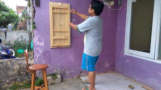 meja lipat dinding pine wood