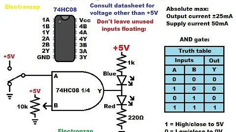 7408 74HC08 quad 2 input AND gate integrated circuit IC LEDs electronics how to DIY demonstration