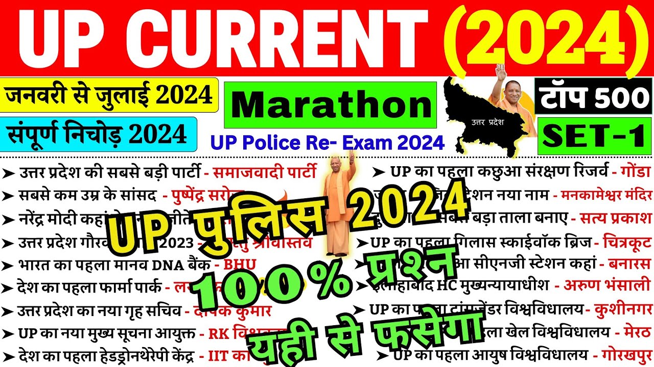 UP Current Affairs 2024 | UP Current Affairs Marathon 2024 | UP Police ...
