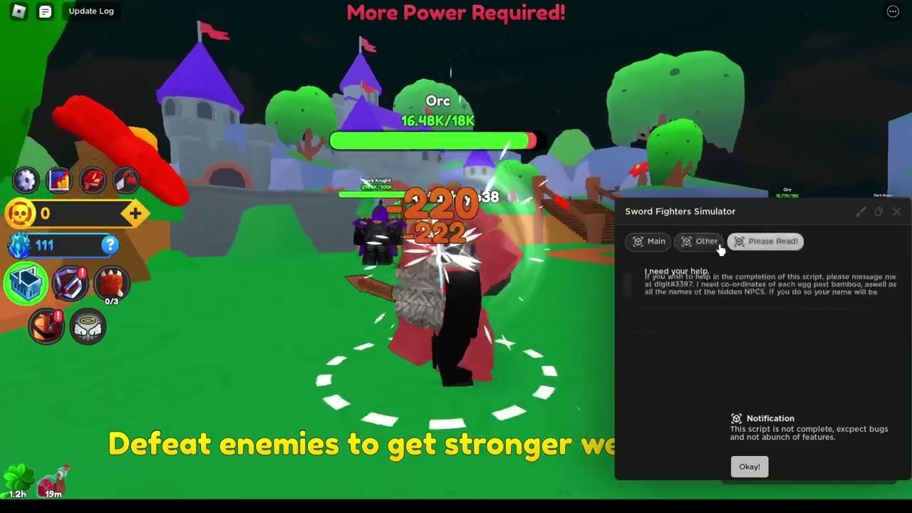 Roblox UPD Sword Fighters Simulator Script Auto Upgrade Auto 