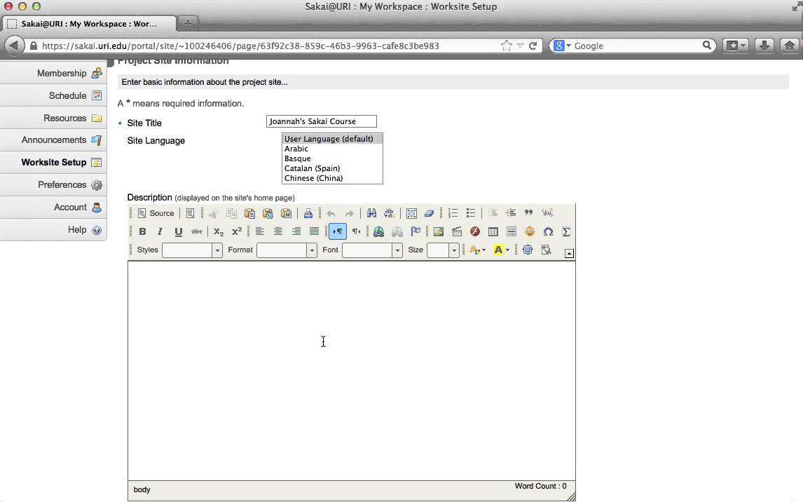 Setting Up Your Sakai Course Site YouTube