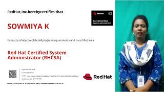 Faculty Review ( SOWMIYA K ) - Red Hat RHCSA Certification feedback video