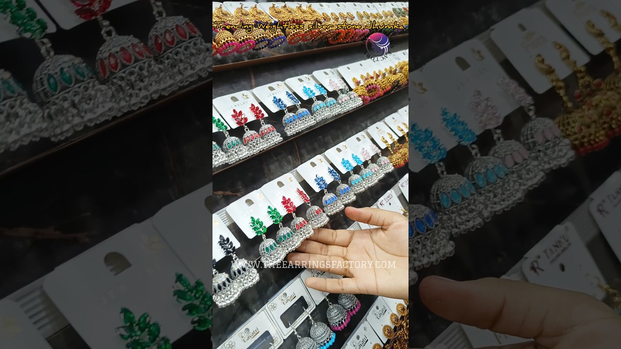 Trending Silver Jhumka |  Stone Jhumka | The earrings factory ® 