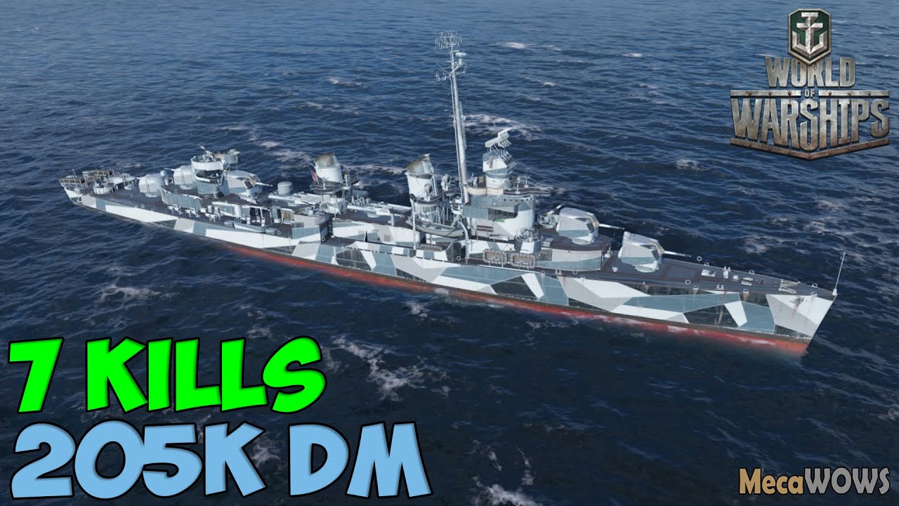 World of WarShips | Fletcher | 7 KILLS | 205K Damage - Replay Gameplay 1080p 60 fps