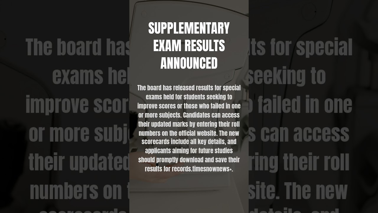 Supplementary Exam Results Announced
