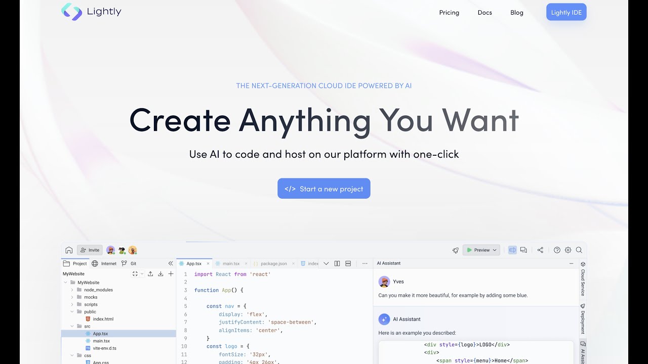 Say Hello to Your New Coding Partner: Lightly IDE's AI Assistant - YouTube