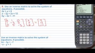 Honors Precalculus Section 6.3 Solving linear Systems Using Inverses