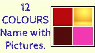 12 Colours name with their pictures in English or Hindi.