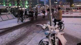 Bicycle Rush Hour Snow - Utrecht, Netherlands