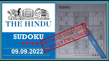 How to Solve 4 Star Hindu  Sudoku Sep 09,  2022 -  Step By Step Solution