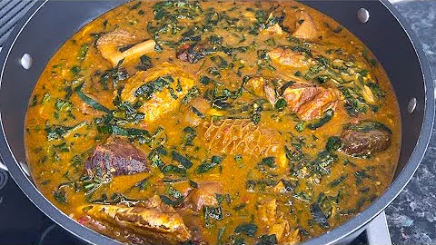 How to Cook Nigerian Ogbono Soup With Ugu & Uziza Leaves| Delicious!