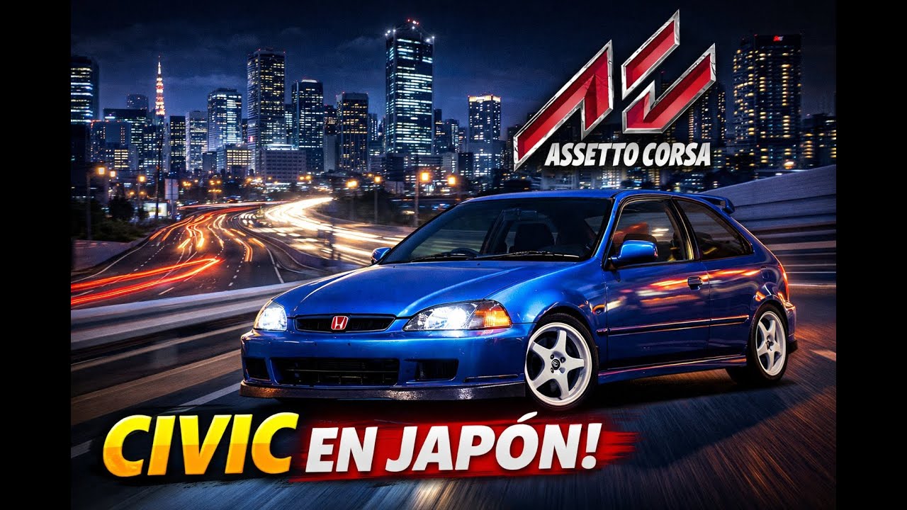 Honda civic en Asseto corsa con mod Japon -Thrusmaster T300RS GT TH8S