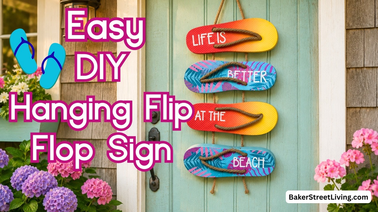 Easy DIY Flip Flop Hanging Sign | Easy Dollar Store Beach Decor Craft ...