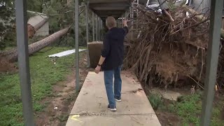 Houston ISD Superintendent Mike Miles tours damage on campus after storm