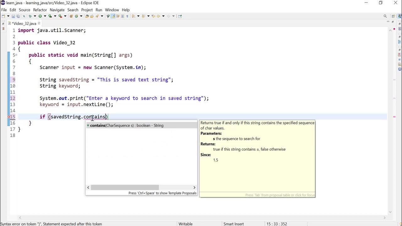 Java 32: Check if a string is contained in another string using the ...