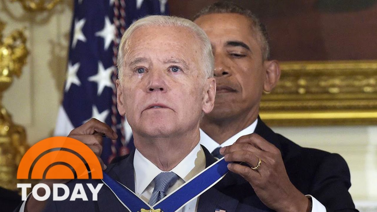 Joe Biden Wipes Away Tears As President Obama Awards Him Medal Of Freedom Today Youtube