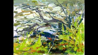 Sarkis Antikajian's Landscape REAL TIME Gouache Painting Demo: "Bank By The Stream"