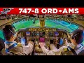 Air bridge boeing 7478 cockpit chicago to amsterdam