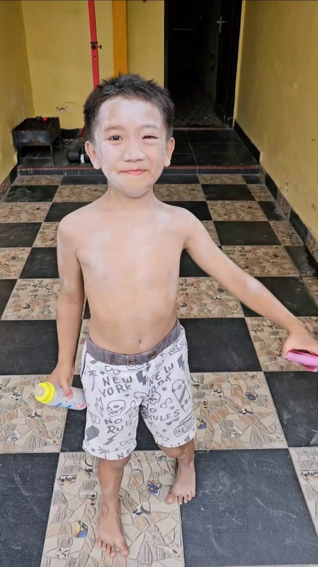 Drinking milk is beaten