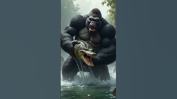 Gorilla attack in crocodile 🐊|| #animals #funny #facts #lion #monkey