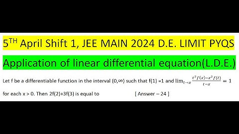 Let f be a differentiable function in the interval (0,∞) such that f(1) =1 and lim┬(t→x)⁡〖(t^2 f(x)-