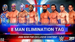WWE 2K20 Rey Mysterio Lucha House Party vs Undisputed Era 8 Man Elimination Tag Match Gameplay