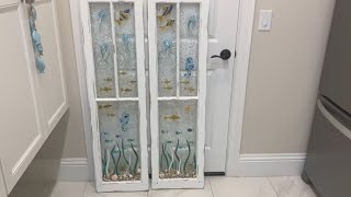 UPCYCLING VINTAGE WINDOW GLASS ART WITH EPOXY RESIN FAUX SEA GLASS,STAINED GLASS COASTAL ART