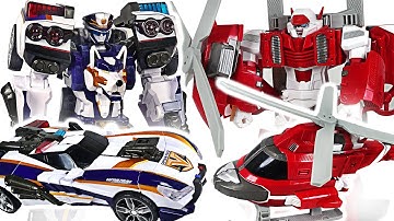 Tobot V Captain Police, Rescue Y! Defeat dinosaurs with Monster, Speed, Rocket! #DuDuPopTOY
