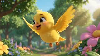 Cute Yellow Bird Flying in Beautiful Garden 🌸 | 3D Cartoon  #shorts #cartoon #cartoonvideo  #yt  