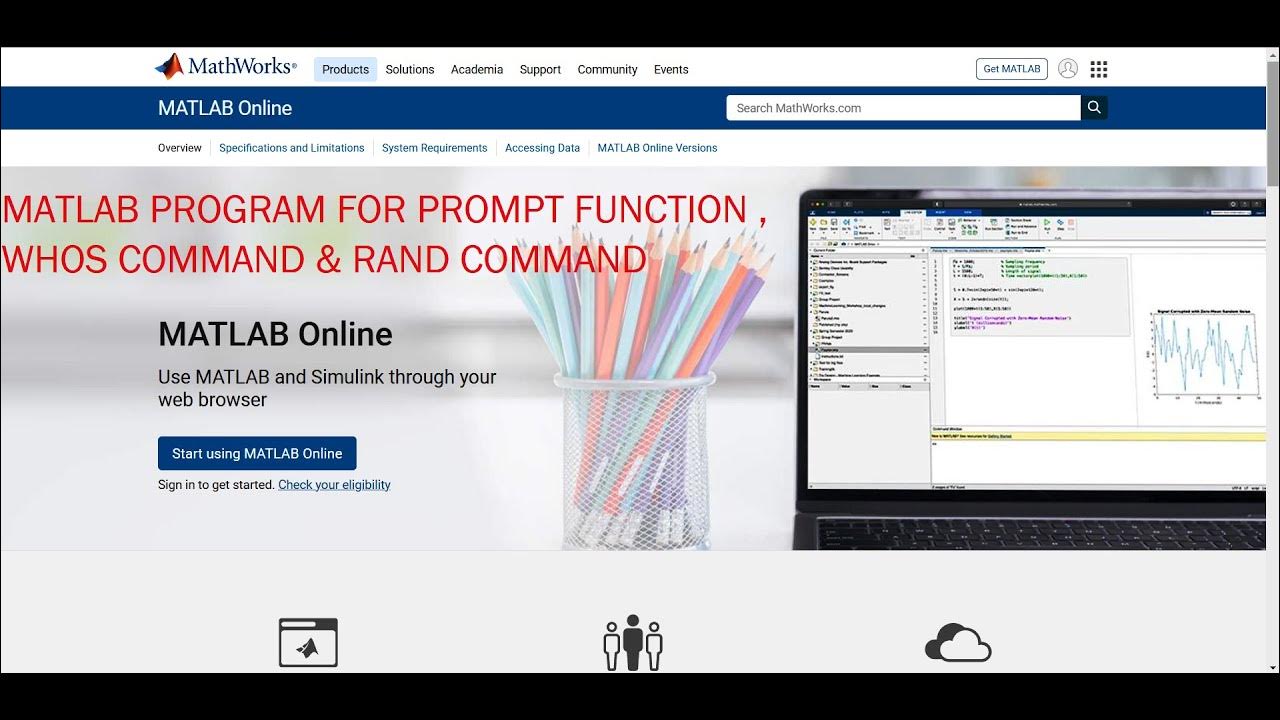 MATLAB program to use prompt ,whos and rand function - YouTube
