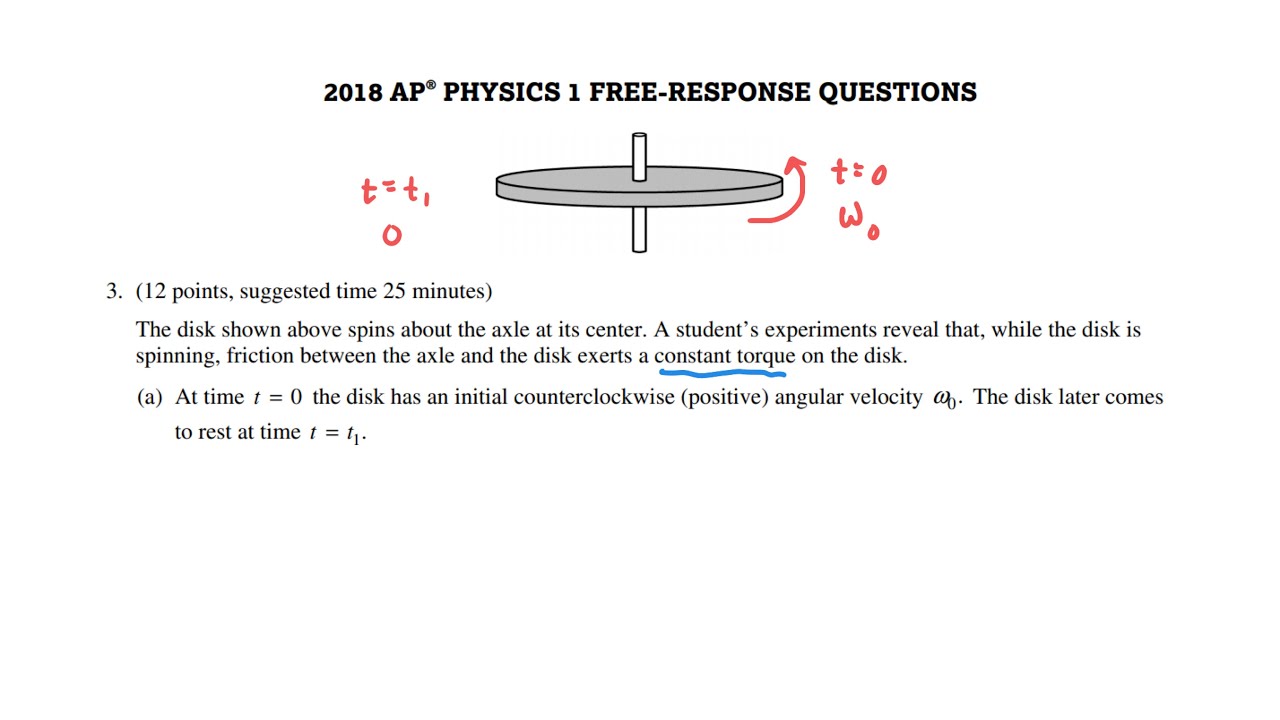 2018 AP Physics 1 Free Response Question 3 YouTube