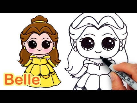 How To Draw Disney Princess Belle From Beauty And The Beast Cute Youtube