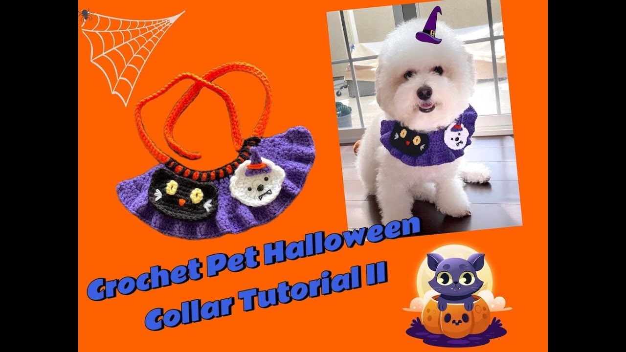 How to Crochet Pet Halloween Collar II | Beginner Crochet Tutorial 編織寵物萬聖節項圈教程2