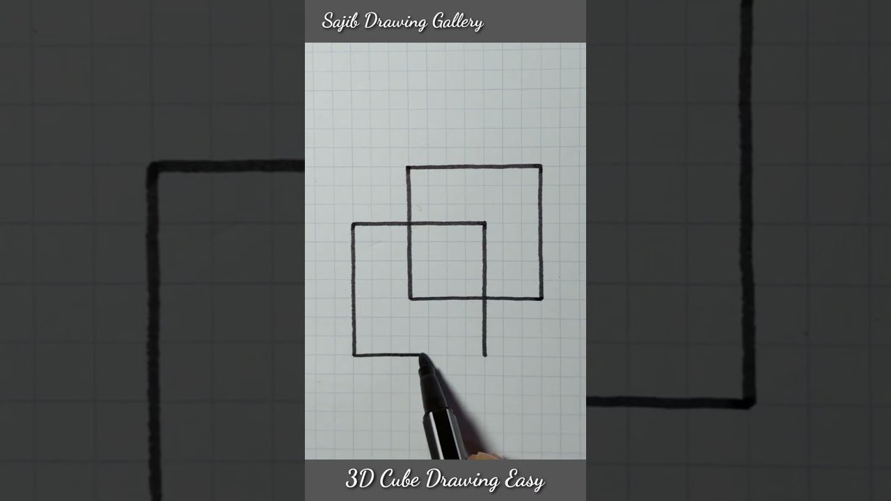3d Cube Drawing Easy