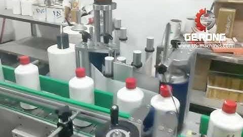 Automatic wine bottle positioning labeling machine label applictor video