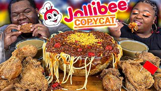 HOW I MADE FILIPINO FRIED CHICKEN + PINOY SPAGHETTI!! | JOLLIBEE COPYCAT | MUKBANG EATING SHOW