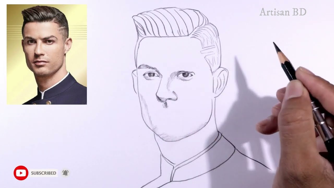 Drawing of Sketch Easy Cristiano Ronaldo  Draw Cr7 Football Player From  Portugal  YouTube