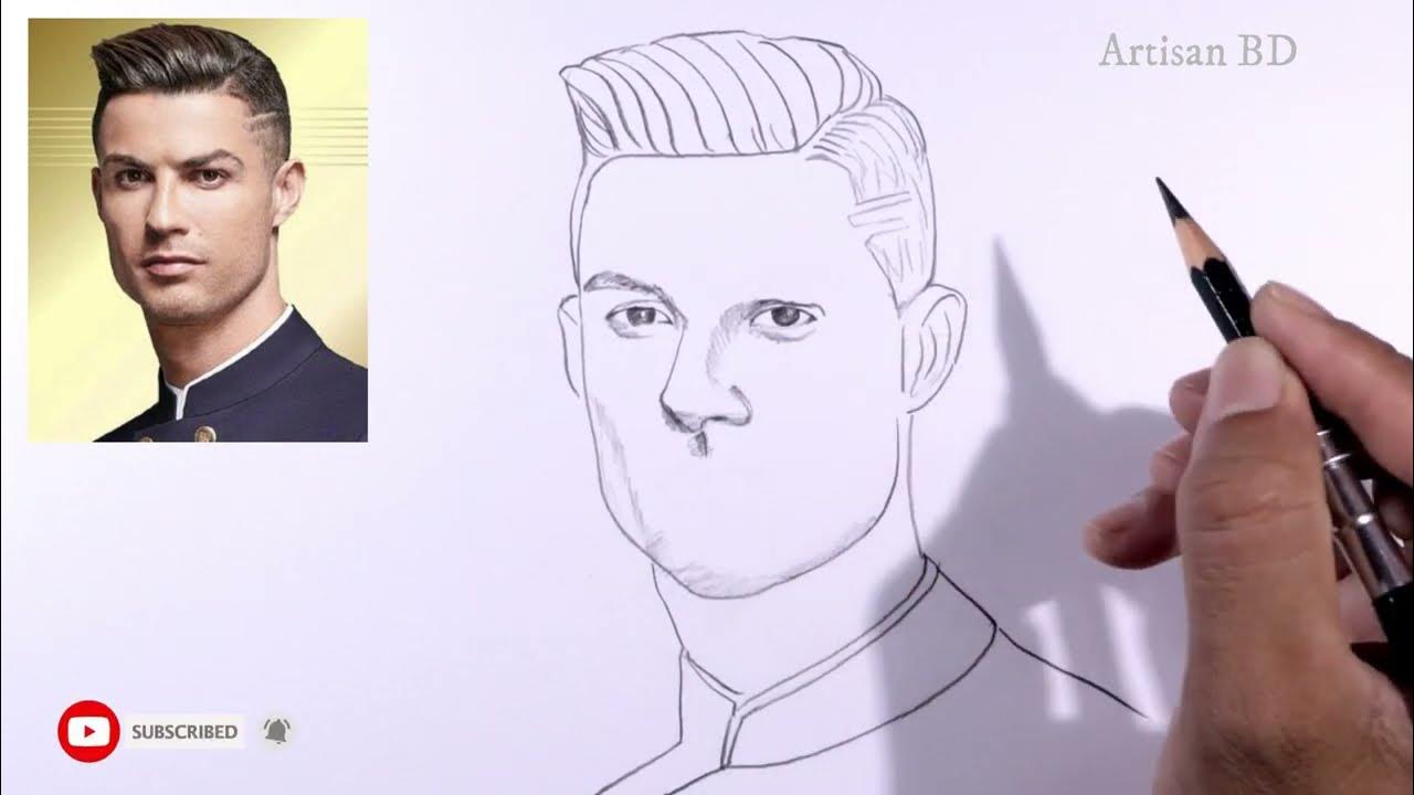Drawing of Sketch Easy Cristiano Ronaldo / Draw Cr7 Football Player From  Portugal - YouTube