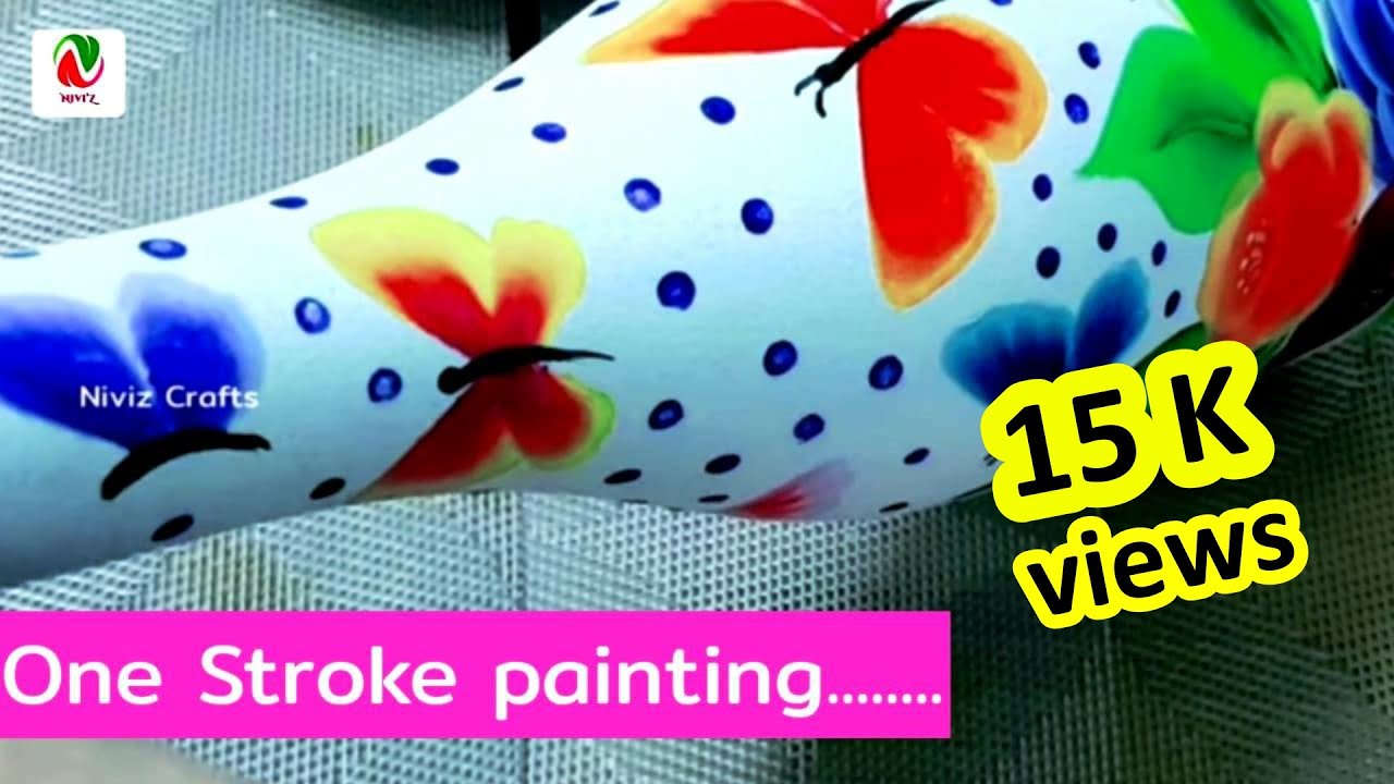 One stroke painting bottle art tutorial for beginners | Butterfly Painting | Niviz Ep 50