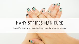 Metallic Tape and Green Striped Nail Art | Beauty Tutorial | Mr Kate