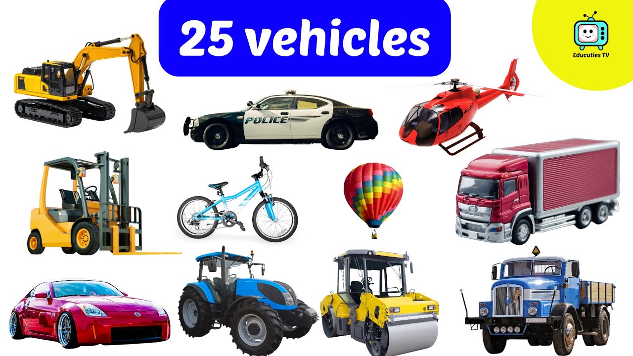Vehicles Name | 25 Vehicle Names in English | Types of Vehicles | English Educational Video
