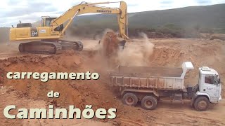 Produção com escavadeira 350 LC da Komatsu, operador Emerson